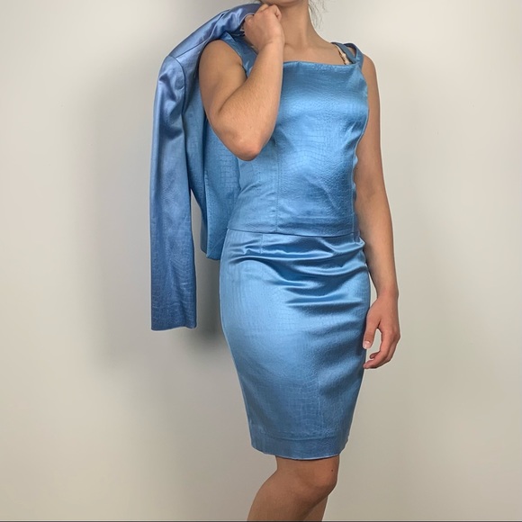 Vintage Alberto Makali Blue Reptilian 3-Piece Suit Set - Picture 2 of 16